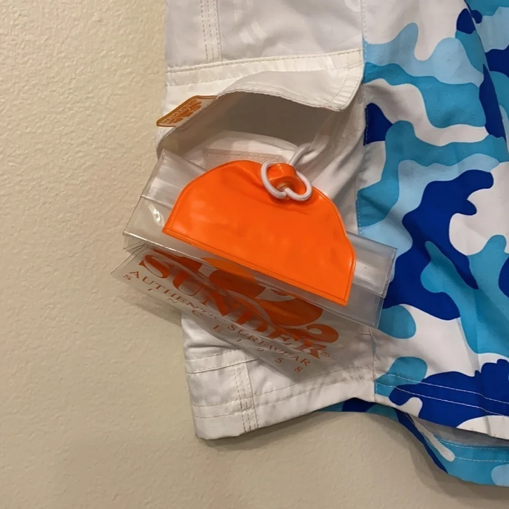 NWT Sundek Excalibur Blue Camo Swim Trunks (M3)